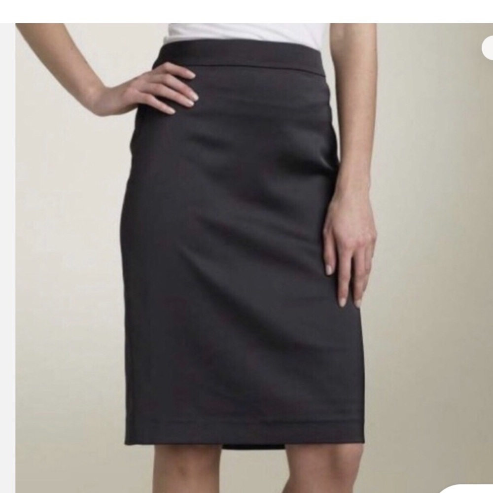 Classic Black Pencil Skirt Satin Stretch